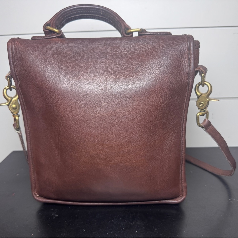Vintage Coach Station Bag 5130 Brown Leather Crossbody Turnlock Bag 90s Classic - Picture 4 of 16